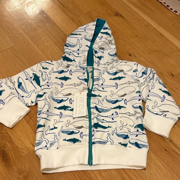 NWT Mirasa Whale Adventure Kids Hoodie White and Blue Size 18M